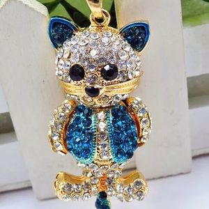 Betsey Johnson Charming Kitty Cat Crystal Pendant